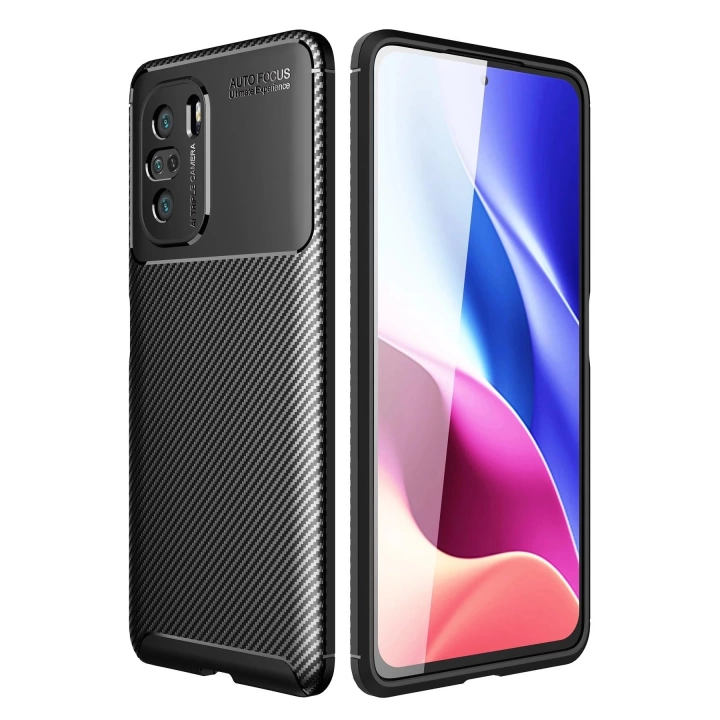 BFS  Xiaomi Poco F3 Kılıf Auto Focus Karbon Kapak - Siyah