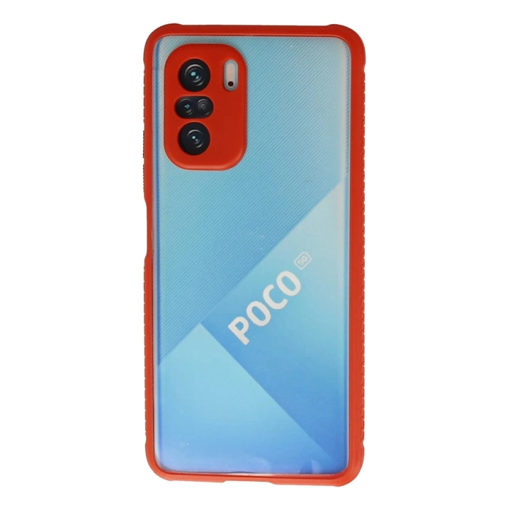 BFS  Xiaomi Poco F3 Kılıf Miami Şeffaf Silikon - Kırmızı