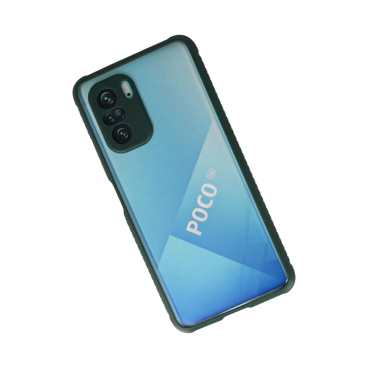 BFS  Xiaomi Poco F3 Kılıf Miami Şeffaf Silikon - Koyu Yeşil