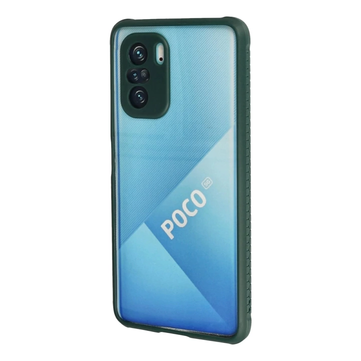 BFS  Xiaomi Poco F3 Kılıf Miami Şeffaf Silikon - Koyu Yeşil