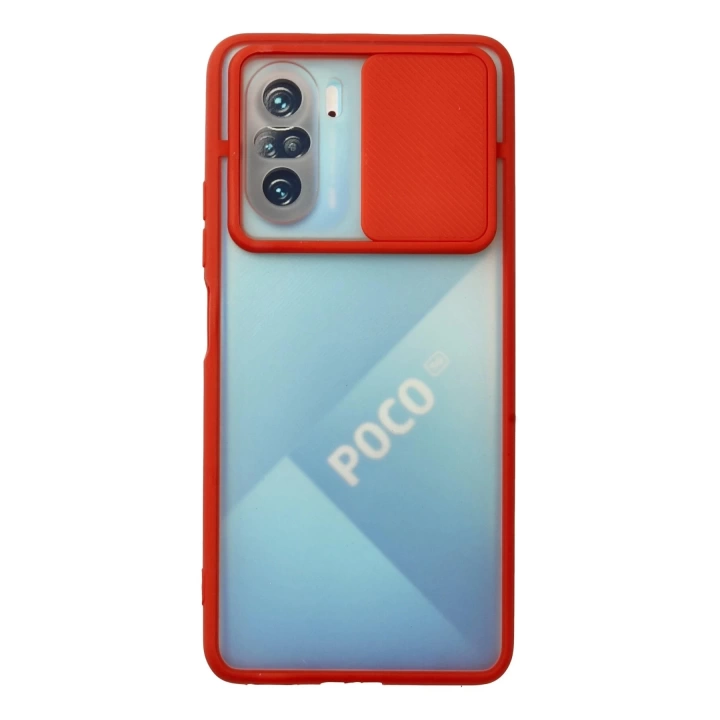 BFS  Xiaomi Poco F3 Kılıf Palm Buzlu Kamera Sürgülü Silikon - Kırmızı
