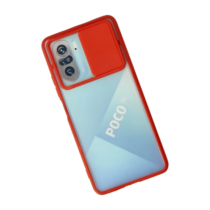 BFS  Xiaomi Poco F3 Kılıf Palm Buzlu Kamera Sürgülü Silikon - Kırmızı