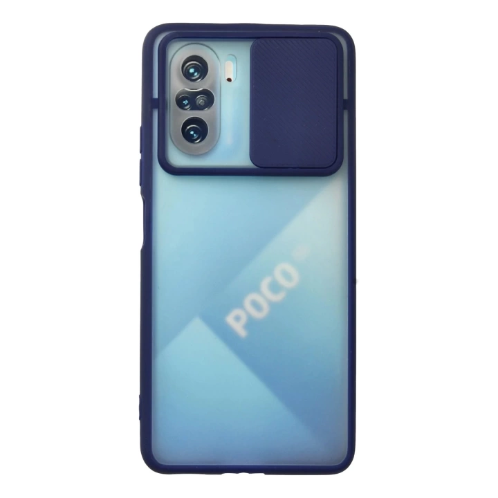 BFS  Xiaomi Poco F3 Kılıf Palm Buzlu Kamera Sürgülü Silikon - Lacivert