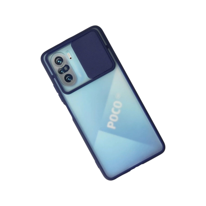 BFS  Xiaomi Poco F3 Kılıf Palm Buzlu Kamera Sürgülü Silikon - Lacivert