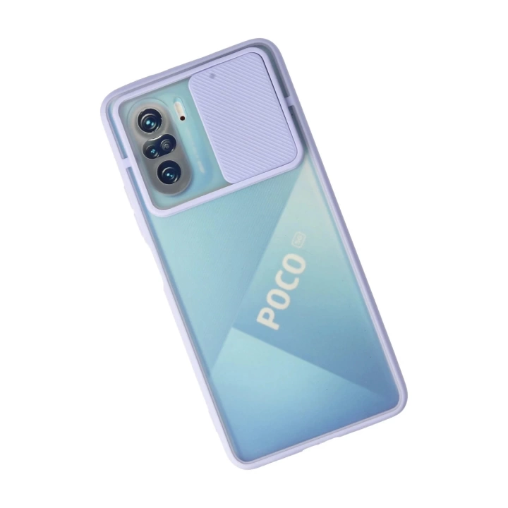 BFS  Xiaomi Poco F3 Kılıf Palm Buzlu Kamera Sürgülü Silikon - Lila