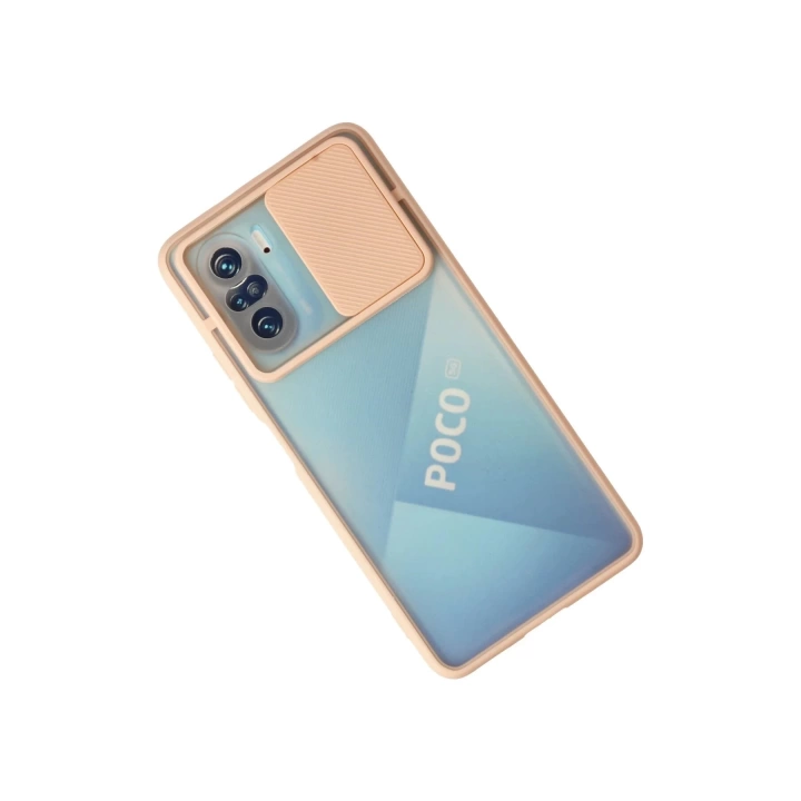 BFS  Xiaomi Poco F3 Kılıf Palm Buzlu Kamera Sürgülü Silikon - Pembe