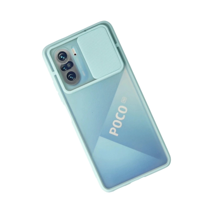 BFS  Xiaomi Poco F3 Kılıf Palm Buzlu Kamera Sürgülü Silikon - Turkuaz