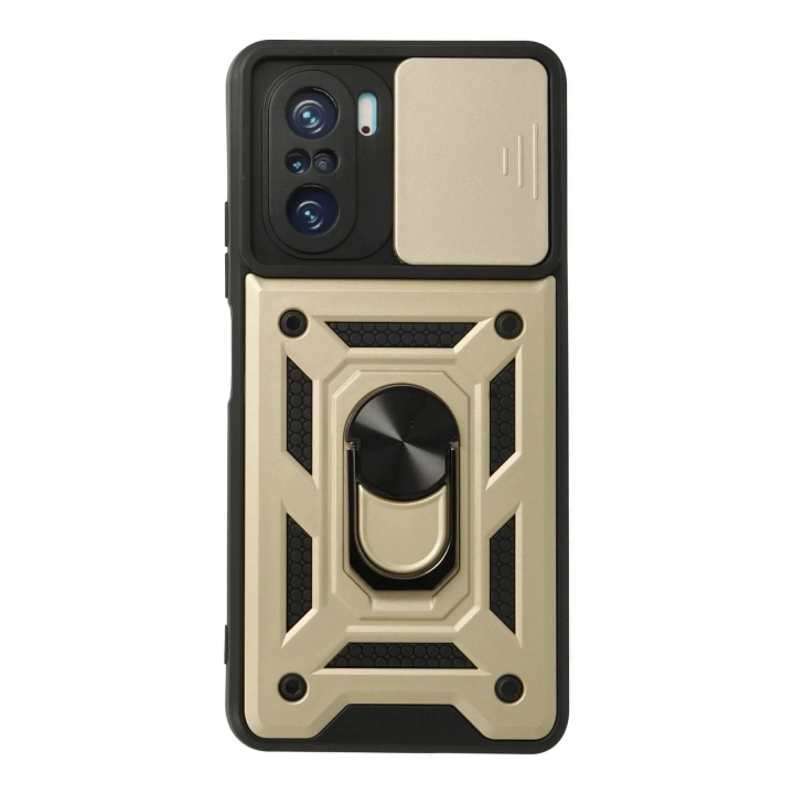 BFS  Xiaomi Poco F3 Kılıf Pars Lens Yüzüklü Silikon - Gold