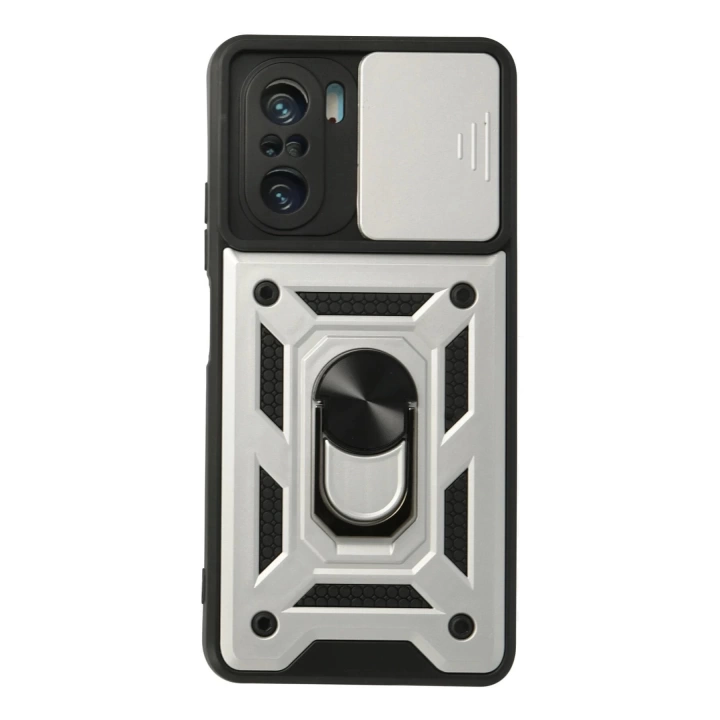 BFS  Xiaomi Poco F3 Kılıf Pars Lens Yüzüklü Silikon - Gümüş