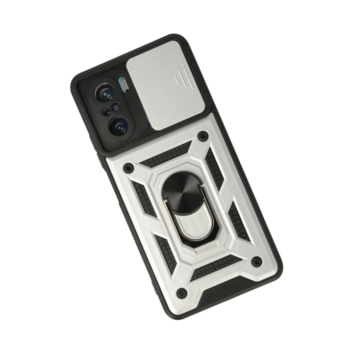 BFS  Xiaomi Poco F3 Kılıf Pars Lens Yüzüklü Silikon - Gümüş
