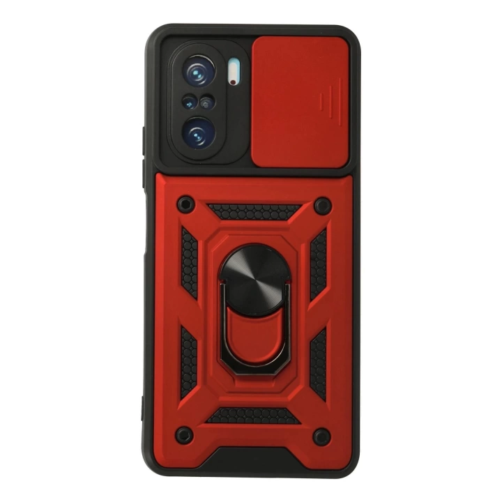 BFS  Xiaomi Poco F3 Kılıf Pars Lens Yüzüklü Silikon - Kırmızı