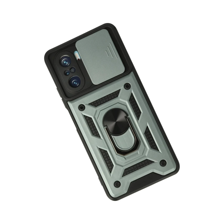 BFS  Xiaomi Poco F3 Kılıf Pars Lens Yüzüklü Silikon - Yeşil