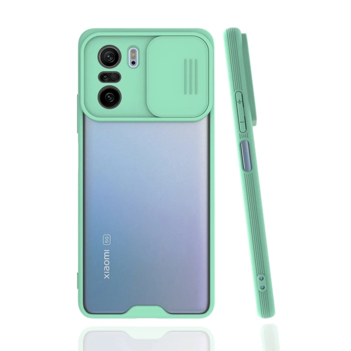 BFS  Xiaomi Poco F3 Kılıf Platin Kamera Koruma Silikon - Açık Yeşil