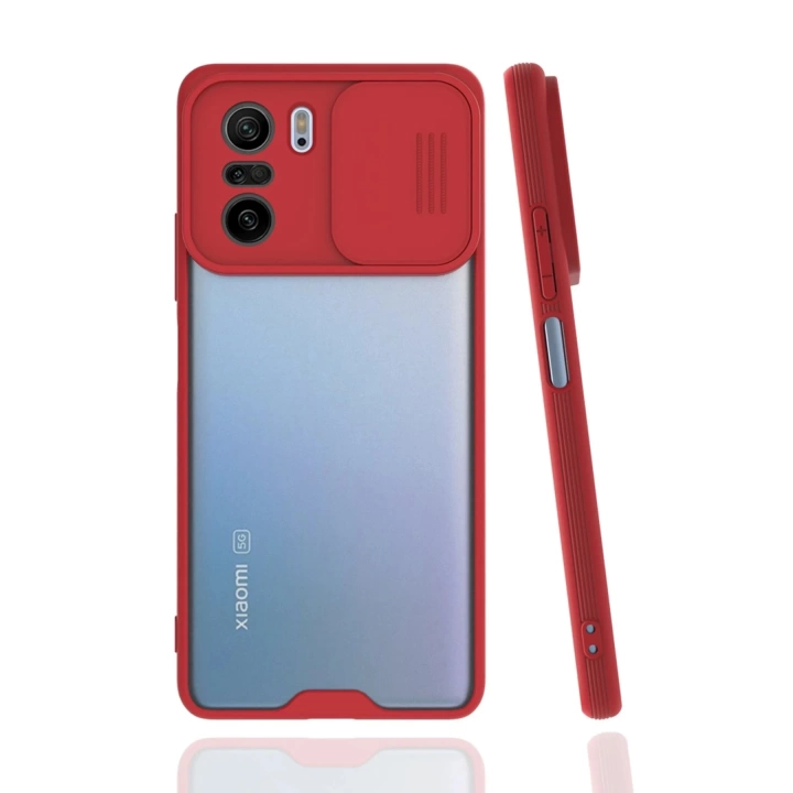 BFS  Xiaomi Poco F3 Kılıf Platin Kamera Koruma Silikon - Kırmızı