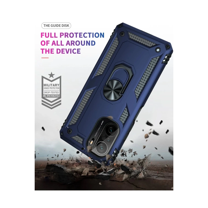 BFS  Xiaomi Poco F3 Kılıf Sofya Yüzüklü Silikon Kapak - Lacivert