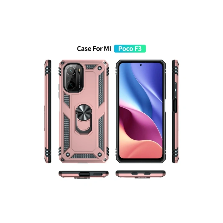 BFS  Xiaomi Poco F3 Kılıf Sofya Yüzüklü Silikon Kapak - Rose