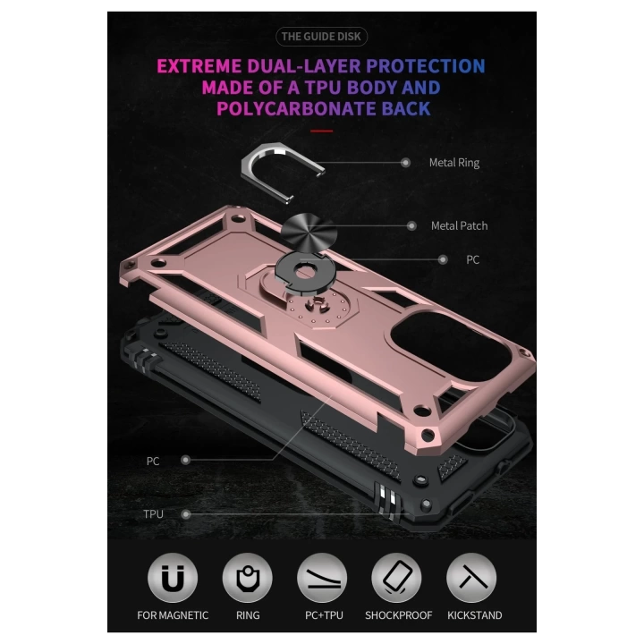 BFS  Xiaomi Poco F3 Kılıf Sofya Yüzüklü Silikon Kapak - Rose