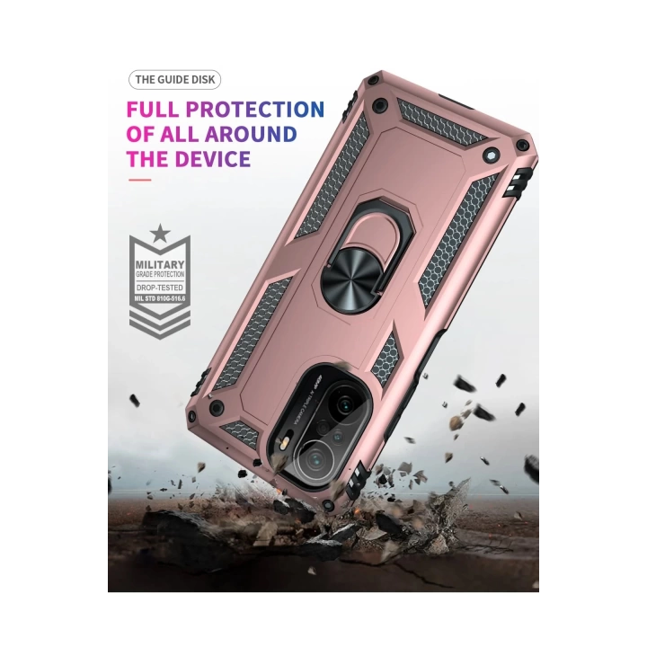 BFS  Xiaomi Poco F3 Kılıf Sofya Yüzüklü Silikon Kapak - Rose