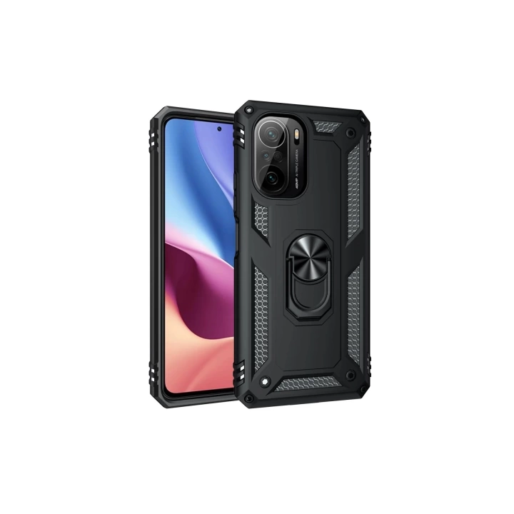 BFS  Xiaomi Poco F3 Kılıf Sofya Yüzüklü Silikon Kapak - Siyah