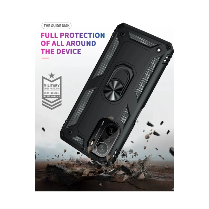 BFS  Xiaomi Poco F3 Kılıf Sofya Yüzüklü Silikon Kapak - Siyah