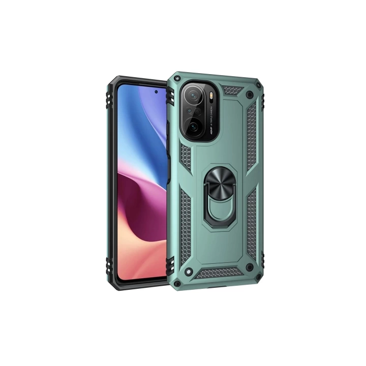 BFS  Xiaomi Poco F3 Kılıf Sofya Yüzüklü Silikon Kapak - Yeşil