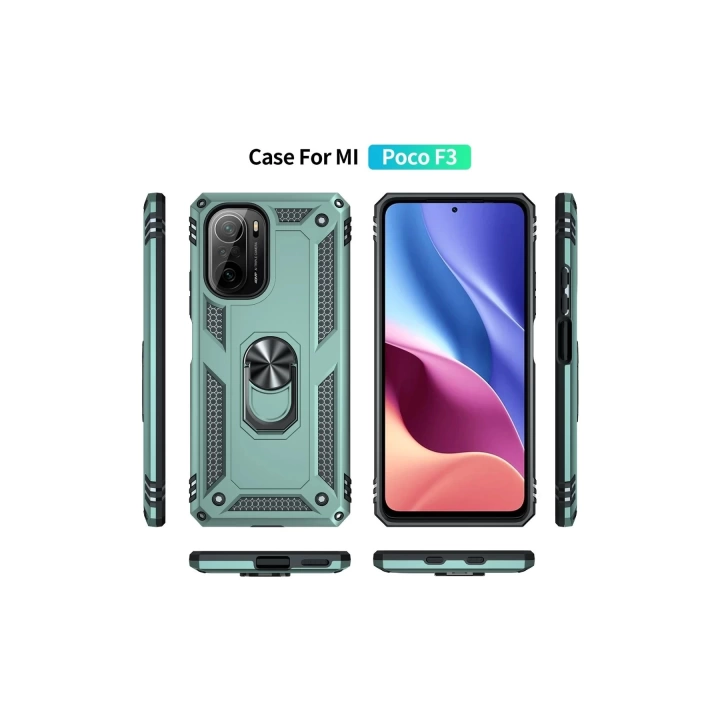 BFS  Xiaomi Poco F3 Kılıf Sofya Yüzüklü Silikon Kapak - Yeşil