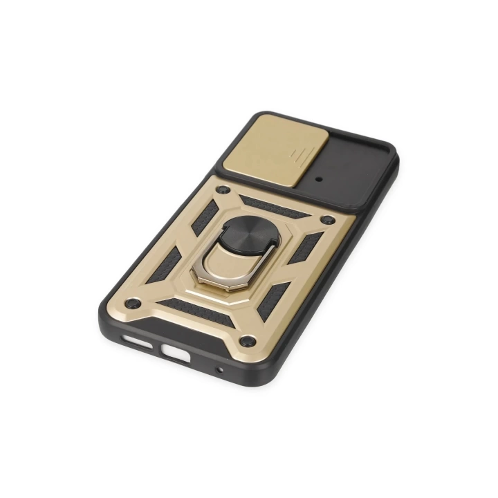 BFS  Xiaomi Poco M4 Pro 4G Kılıf Pars Lens Yüzüklü Silikon - Gold