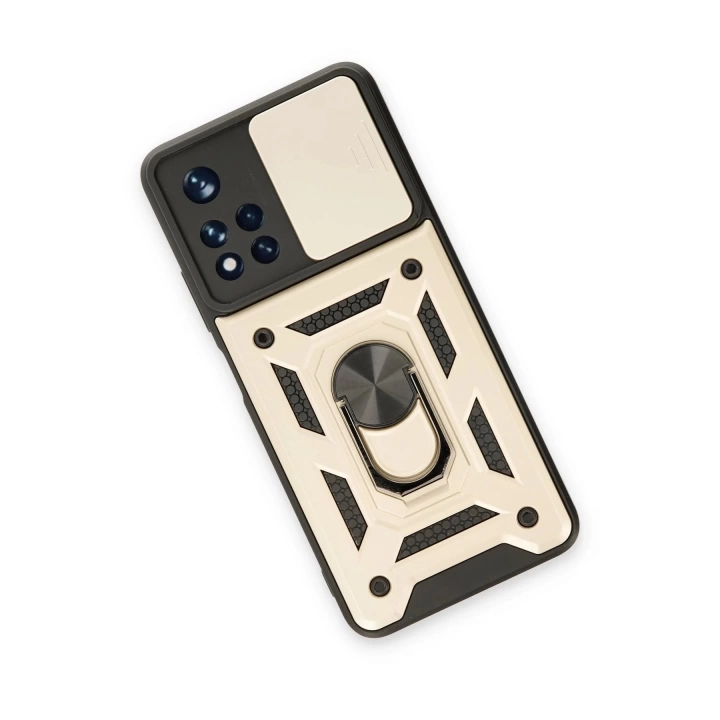 BFS  Xiaomi Poco M4 Pro 5G Kılıf Pars Lens Yüzüklü Silikon - Gold