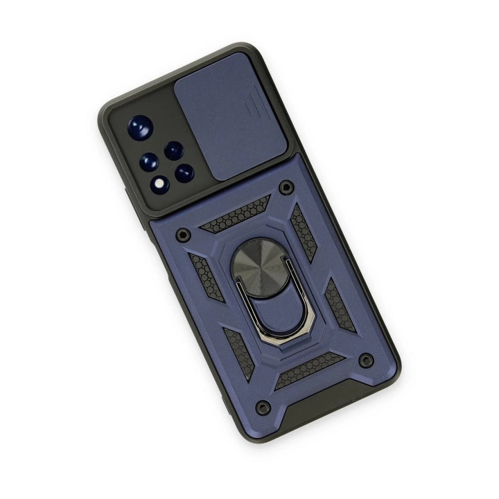BFS  Xiaomi Poco M4 Pro 5G Kılıf Pars Lens Yüzüklü Silikon - Lacivert