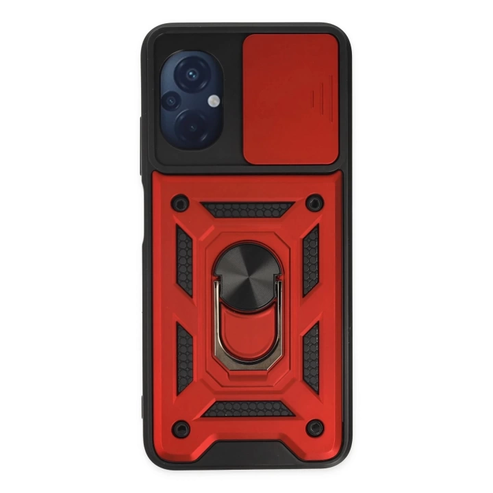 BFS  Xiaomi Poco M5 Kılıf Pars Lens Yüzüklü Silikon - Kırmızı