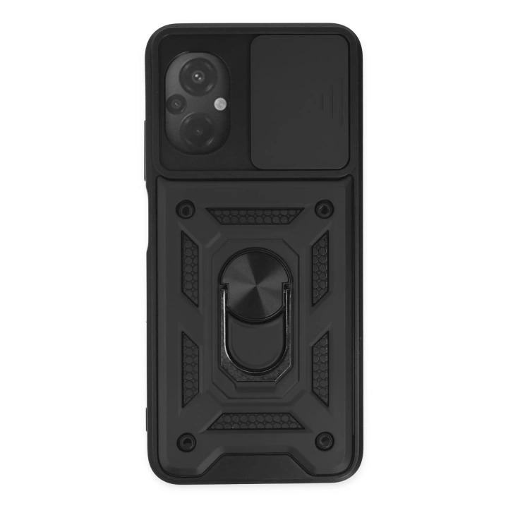 BFS  Xiaomi Poco M5 Kılıf Pars Lens Yüzüklü Silikon - Siyah