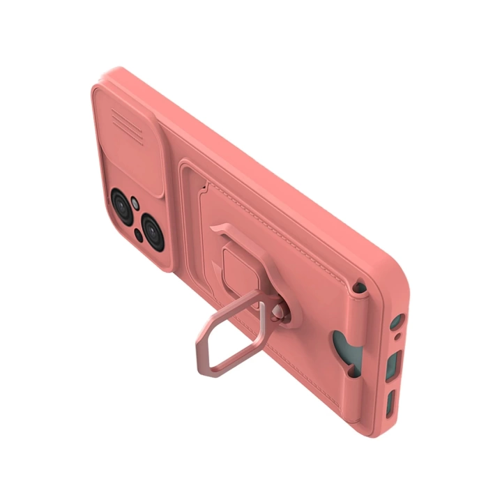 BFS  Xiaomi Poco M5 Kılıf Zuma Kartvizitli Yüzüklü Silikon - Pembe
