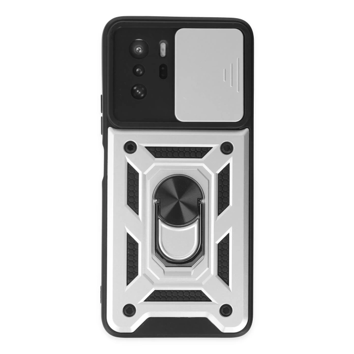 BFS  Xiaomi Poco X3 GT Kılıf Pars Lens Yüzüklü Silikon - Gümüş