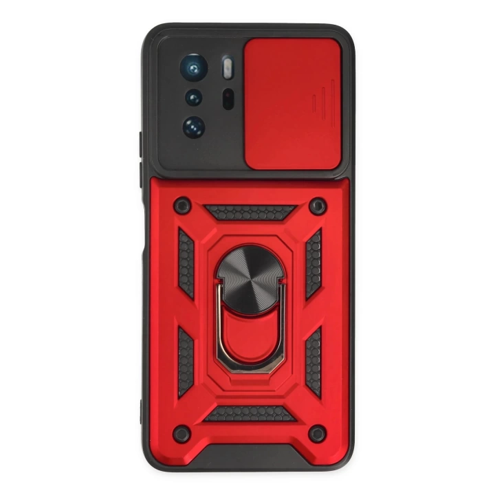BFS  Xiaomi Poco X3 GT Kılıf Pars Lens Yüzüklü Silikon - Kırmızı