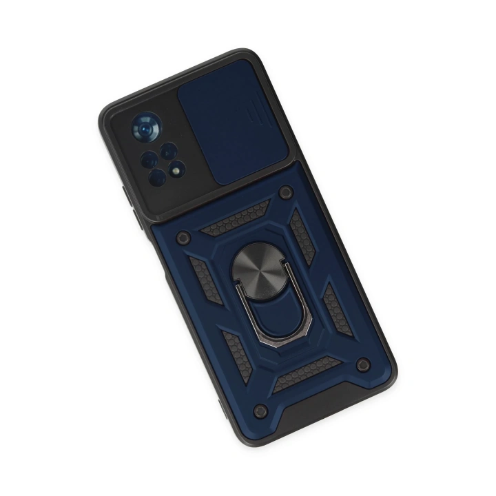 BFS  Xiaomi Poco X4 Pro 5G Kılıf Pars Lens Yüzüklü Silikon - Lacivert