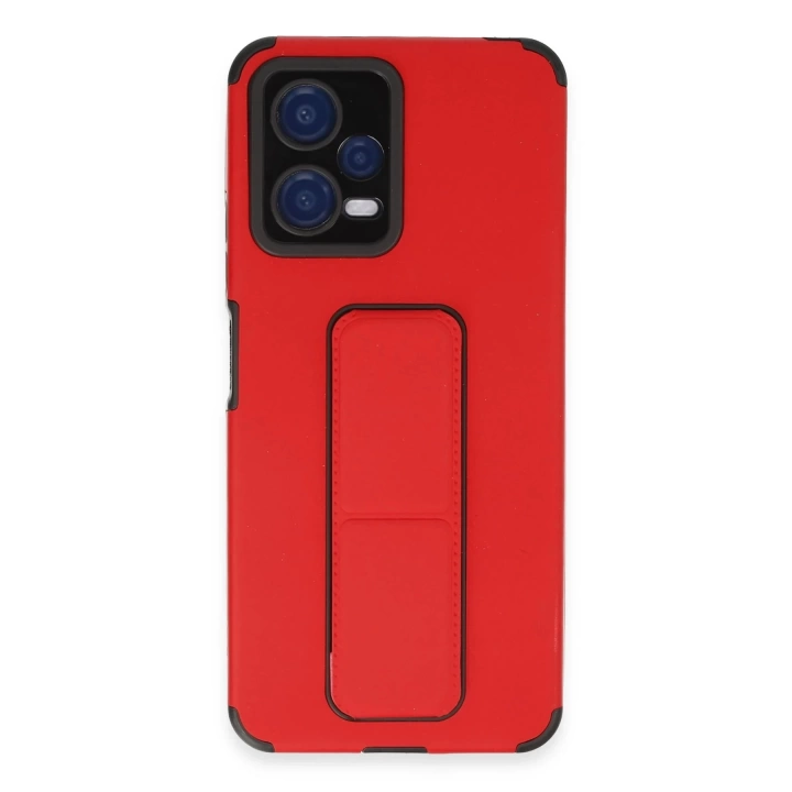 BFS  Xiaomi Poco X5 5G Kılıf Mega Standlı Silikon - Kırmızı