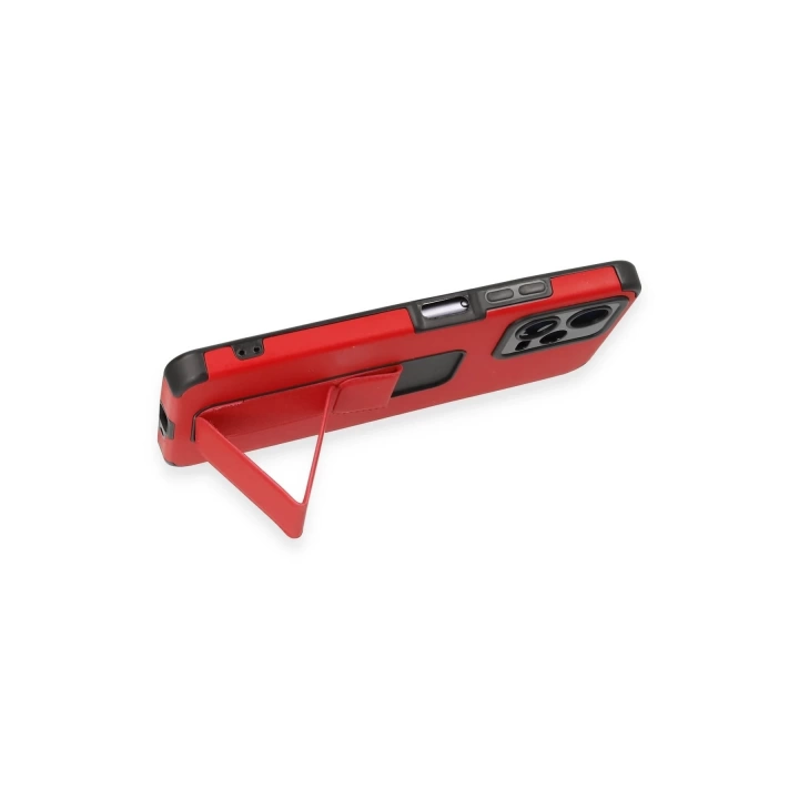 BFS  Xiaomi Poco X5 5G Kılıf Mega Standlı Silikon - Kırmızı