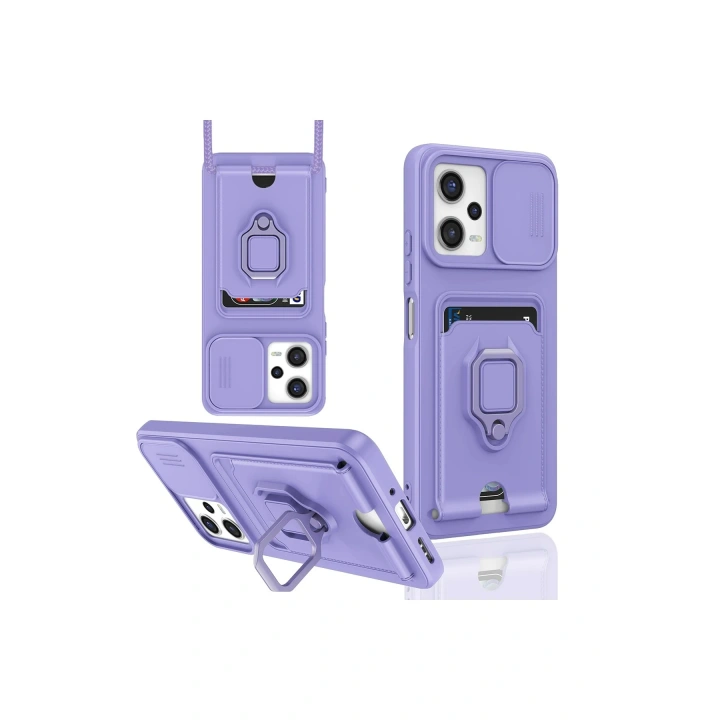 BFS  Xiaomi Poco X5 5G Kılıf Zuma Kartvizitli Yüzüklü Silikon - Lila