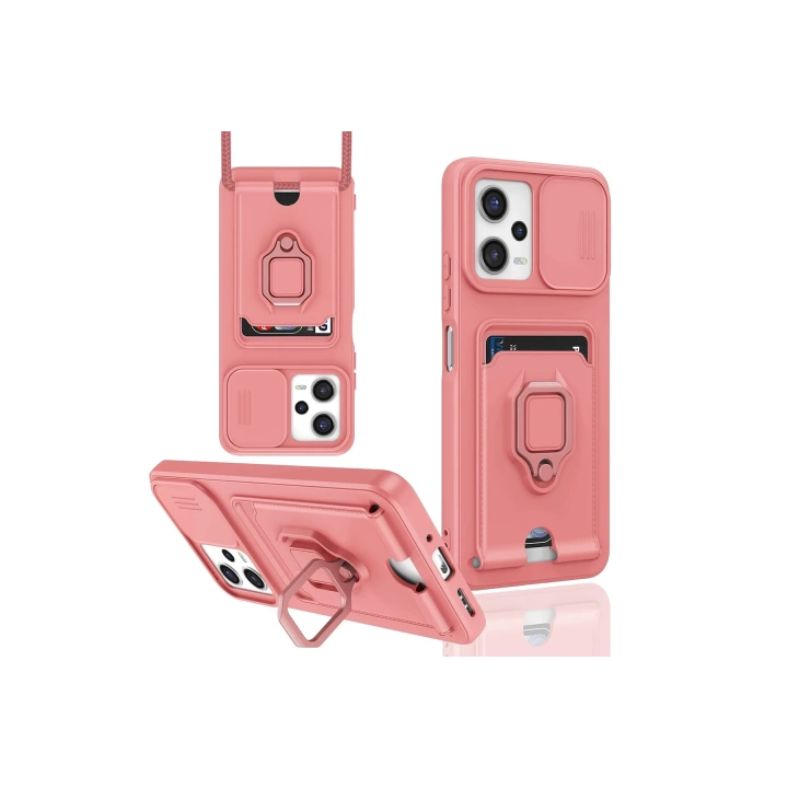BFS  Xiaomi Poco X5 5G Kılıf Zuma Kartvizitli Yüzüklü Silikon - Pembe