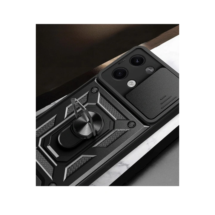 BFS  Xiaomi Poco X6 Kılıf Pars Lens Yüzüklü Silikon - Siyah