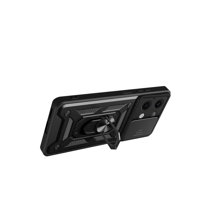 BFS  Xiaomi Poco X6 Kılıf Pars Lens Yüzüklü Silikon - Siyah