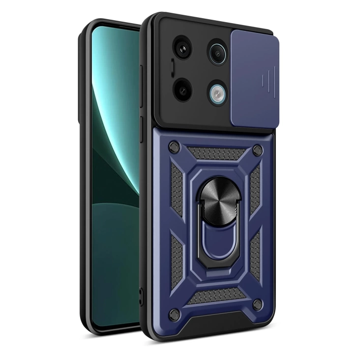 BFS  Xiaomi Poco X6 Pro Kılıf Pars Lens Yüzüklü Silikon - Lacivert