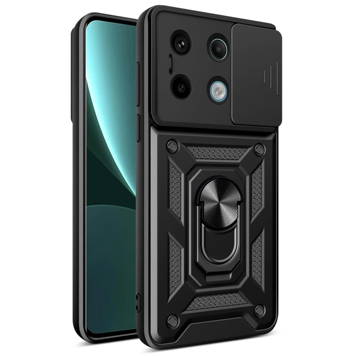 BFS  Xiaomi Poco X6 Pro Kılıf Pars Lens Yüzüklü Silikon - Siyah
