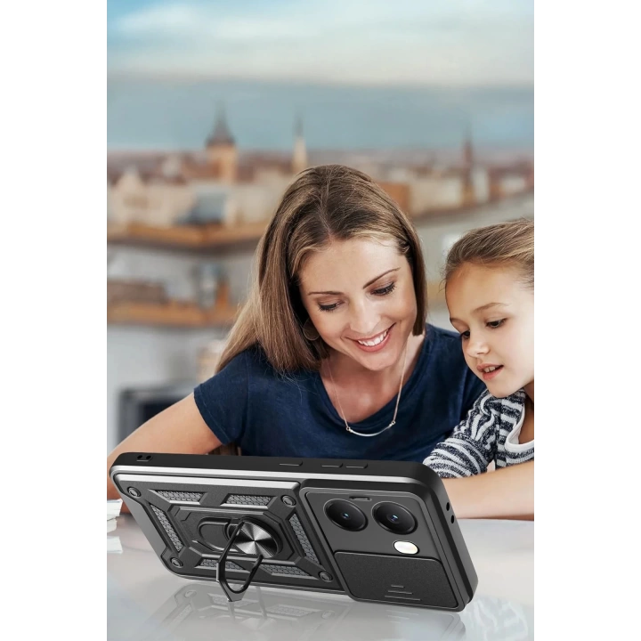 BFS  Xiaomi Poco X7 Pro Kılıf Pars Lens Yüzüklü Silikon - Siyah