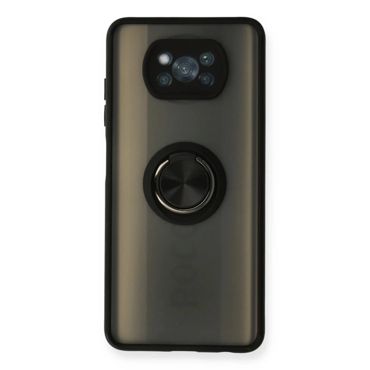BFS  Xiaomi Pocophone X3 Kılıf Montreal Yüzüklü Silikon Kapak - Siyah