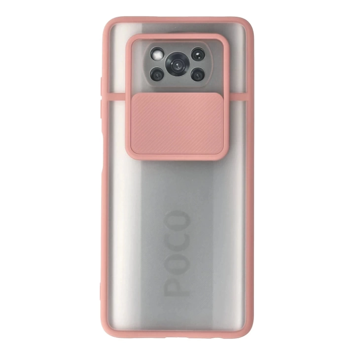 BFS  Xiaomi Pocophone X3 Kılıf Palm Buzlu Kamera Sürgülü Silikon - Pembe