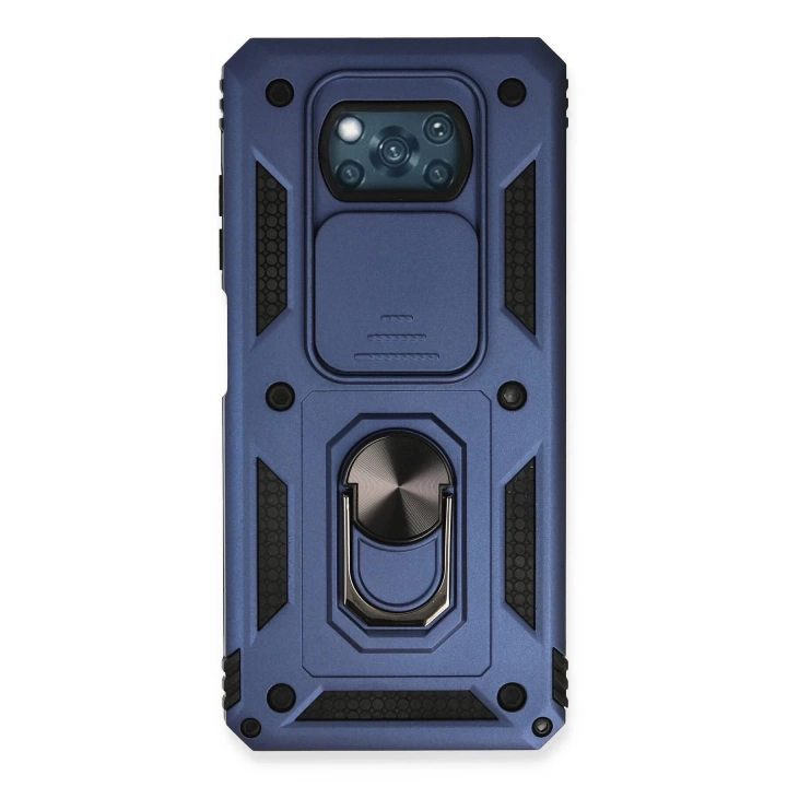 BFS  Xiaomi Pocophone X3 Kılıf Pars Lens Yüzüklü Silikon - Lacivert