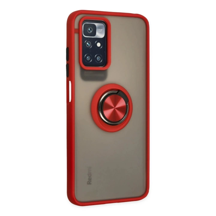 BFS  Xiaomi Redmi 10 2022 Kılıf Montreal Yüzüklü Silikon Kapak - Kırmızı