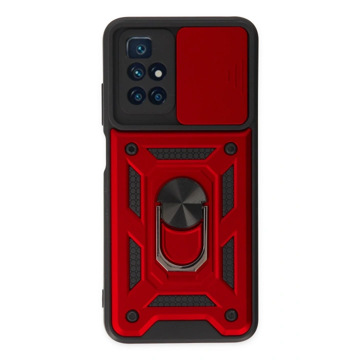 BFS  Xiaomi Redmi 10 2022 Kılıf Pars Lens Yüzüklü Silikon - Kırmızı