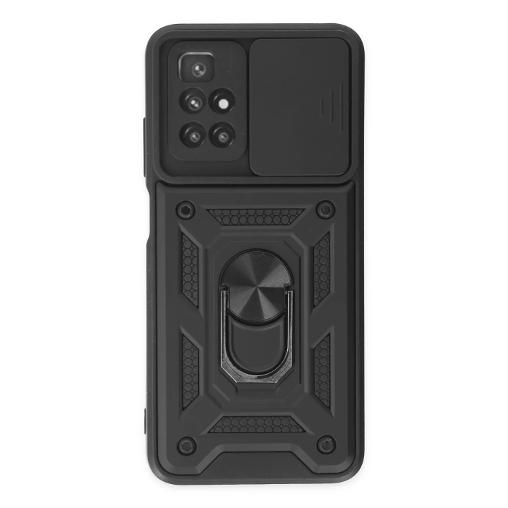 BFS  Xiaomi Redmi 10 2022 Kılıf Pars Lens Yüzüklü Silikon - Siyah